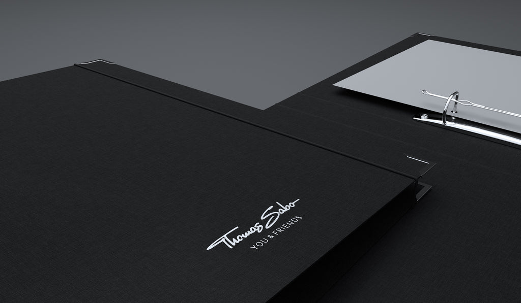 Individueller Firmenordner mit Leinenstruktur